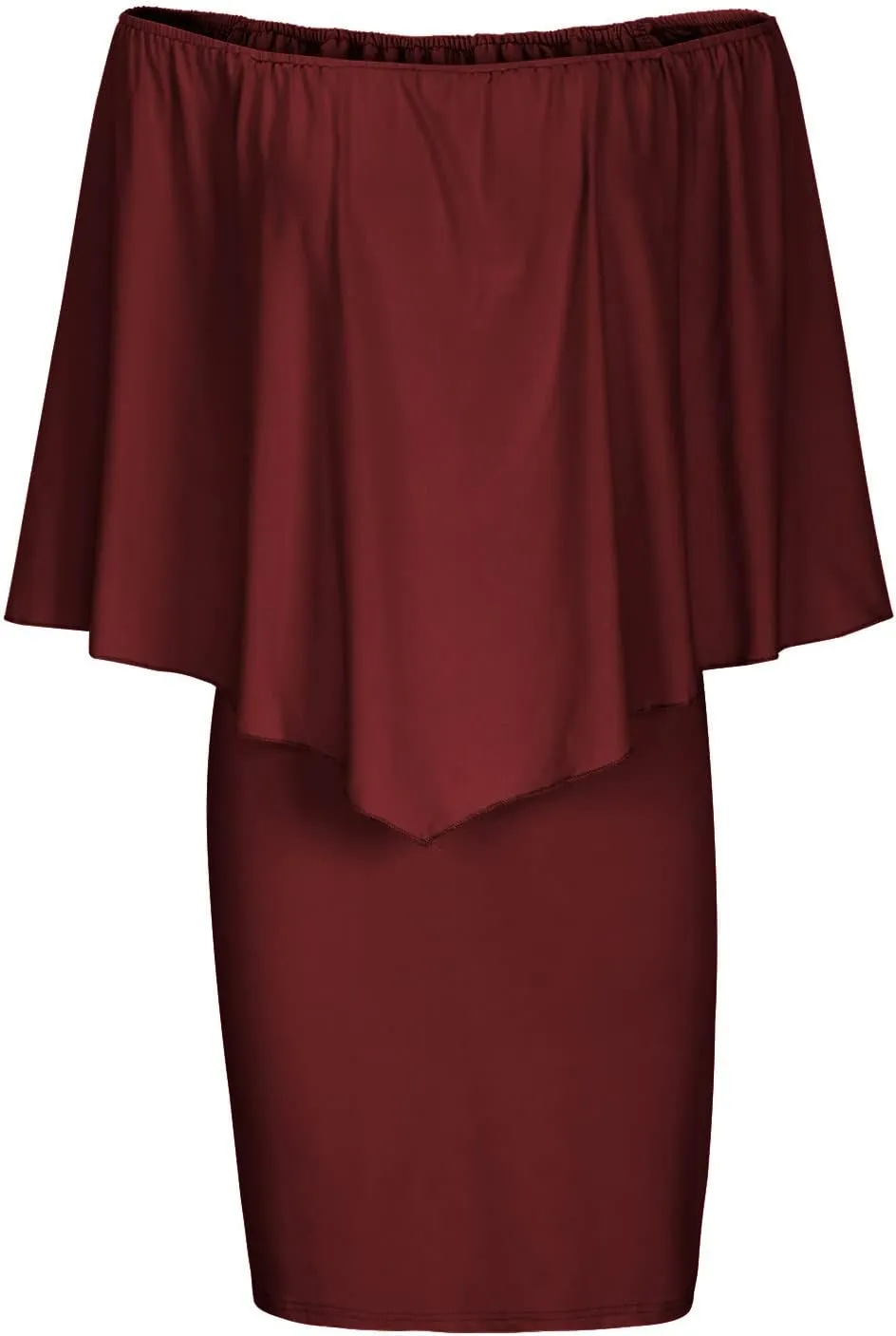 HGps8w Women Off Shoulder Ruffles Bodycon Mini Dress Elegant Flowy Cape Ruched Formal Business Cocktail Party Dresses