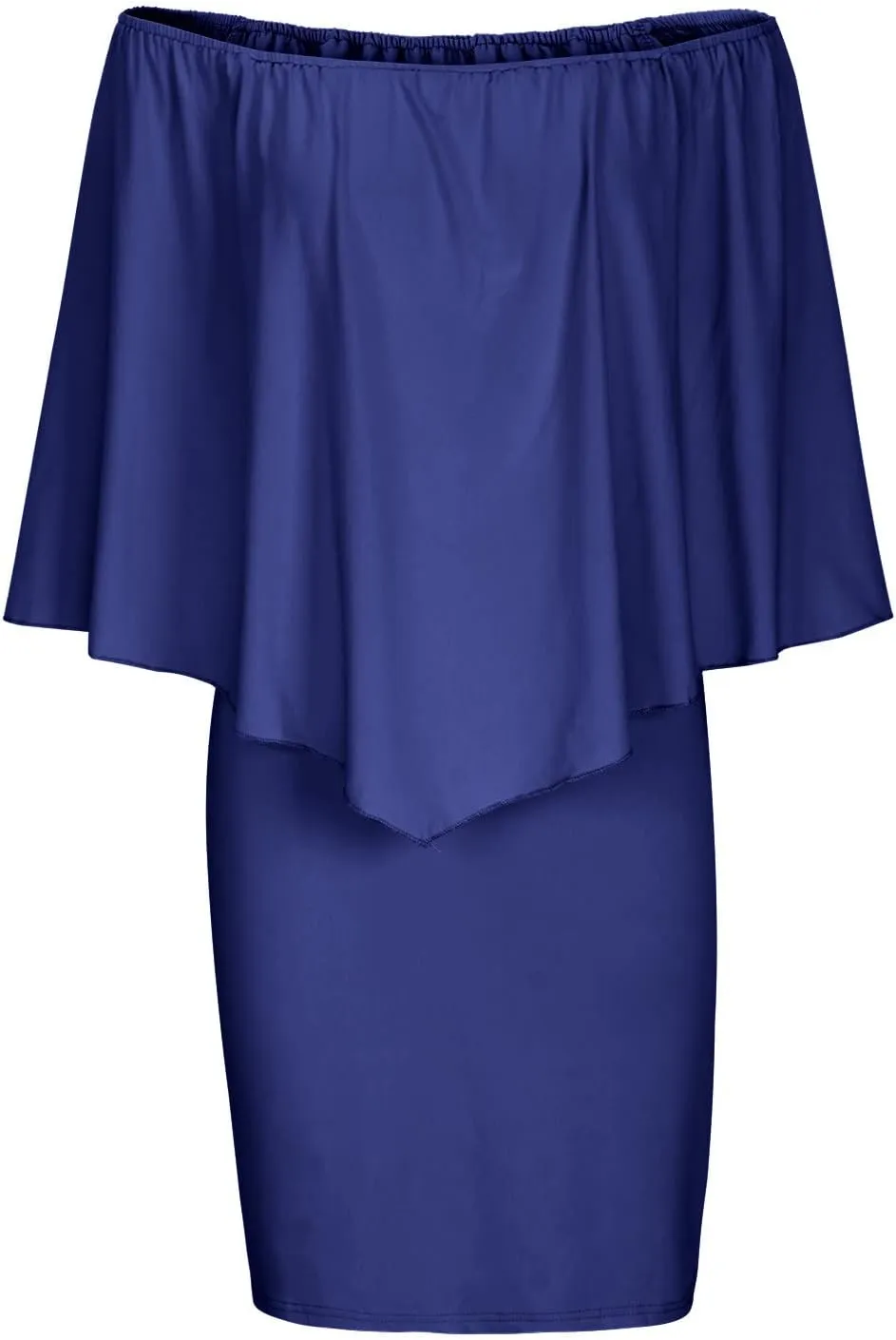 HGps8w Women Off Shoulder Ruffles Bodycon Mini Dress Elegant Flowy Cape Ruched Formal Business Cocktail Party Dresses