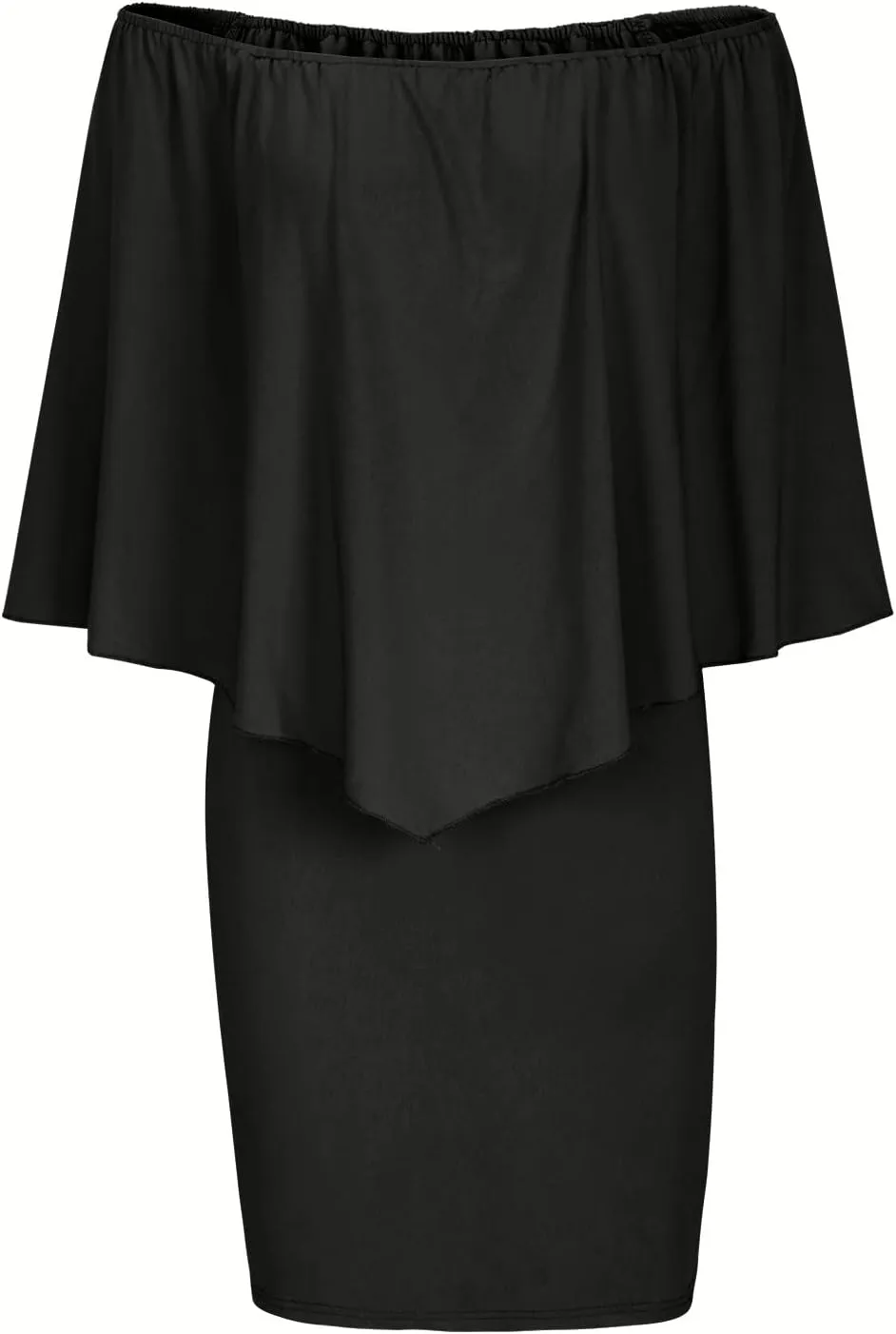 HGps8w Women Off Shoulder Ruffles Bodycon Mini Dress Elegant Flowy Cape Ruched Formal Business Cocktail Party Dresses