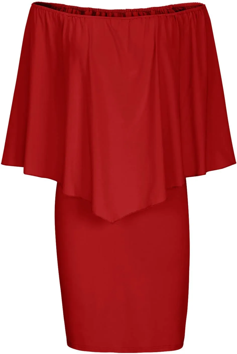 HGps8w Women Off Shoulder Ruffles Bodycon Mini Dress Elegant Flowy Cape Ruched Formal Business Cocktail Party Dresses