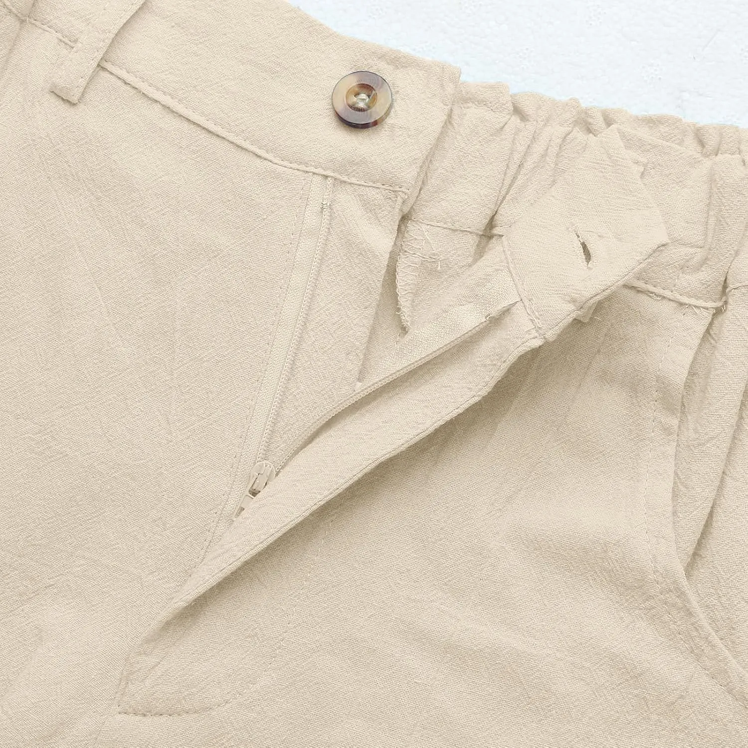 High Waisted Wide Leg Pants for Women Straight Leg Palazzo Pants Button Waist Cropped Jogger Trousers with Pockets