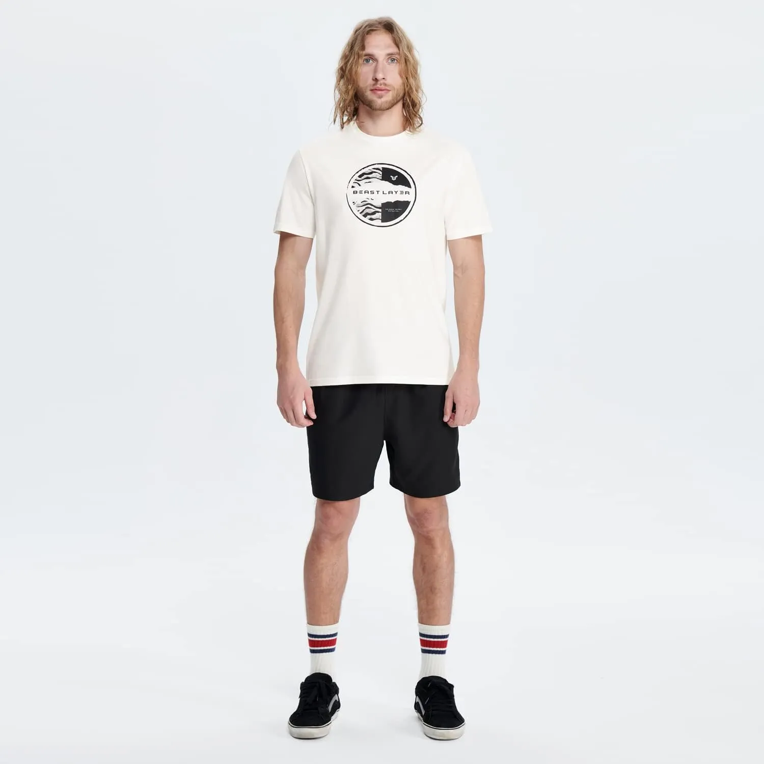 HUGE SPORTS Men's Logo Surf T-Shirt Short Sleeve Crew Neck Graphic Beach Surfing Cotton Tee