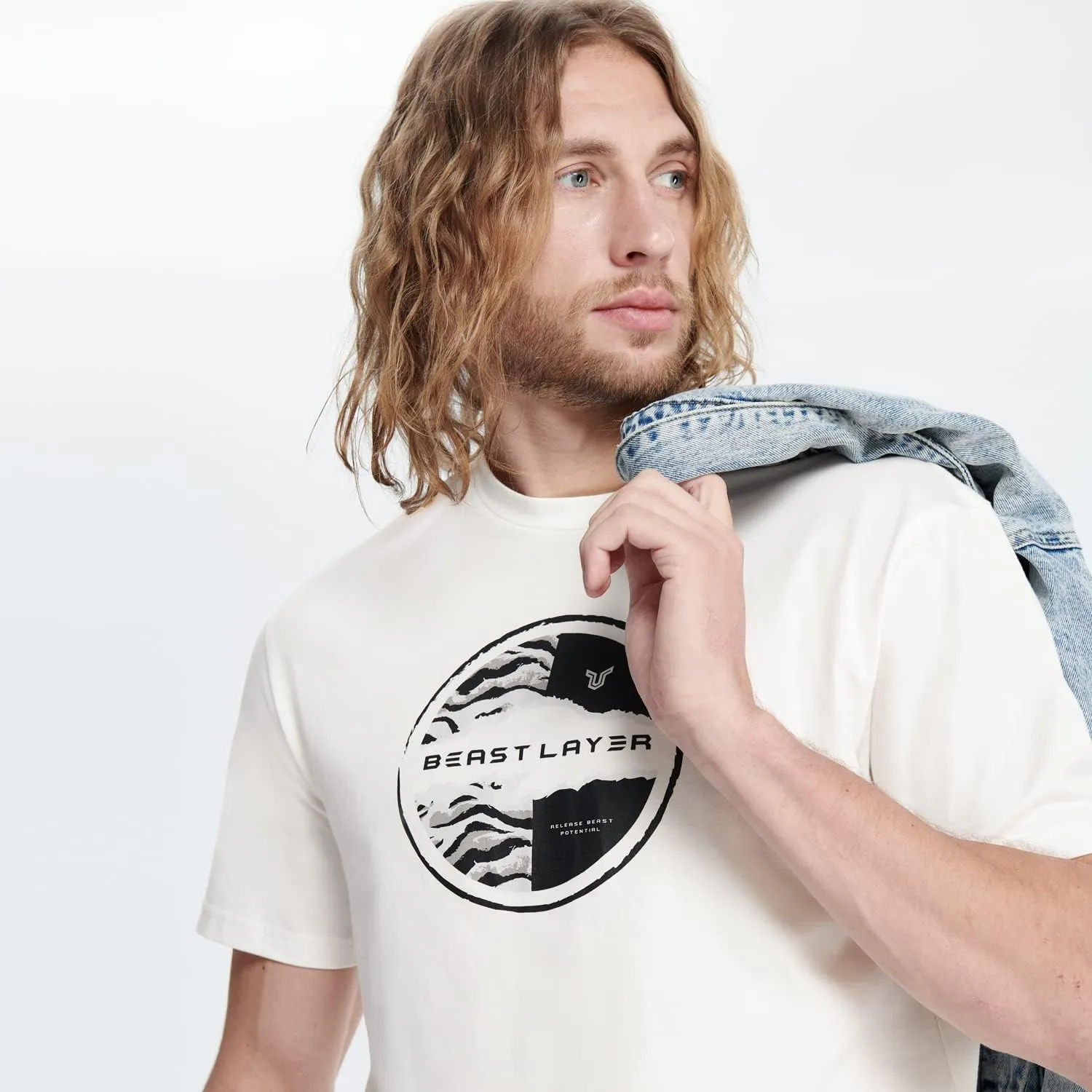 HUGE SPORTS Men's Logo Surf T-Shirt Short Sleeve Crew Neck Graphic Beach Surfing Cotton Tee