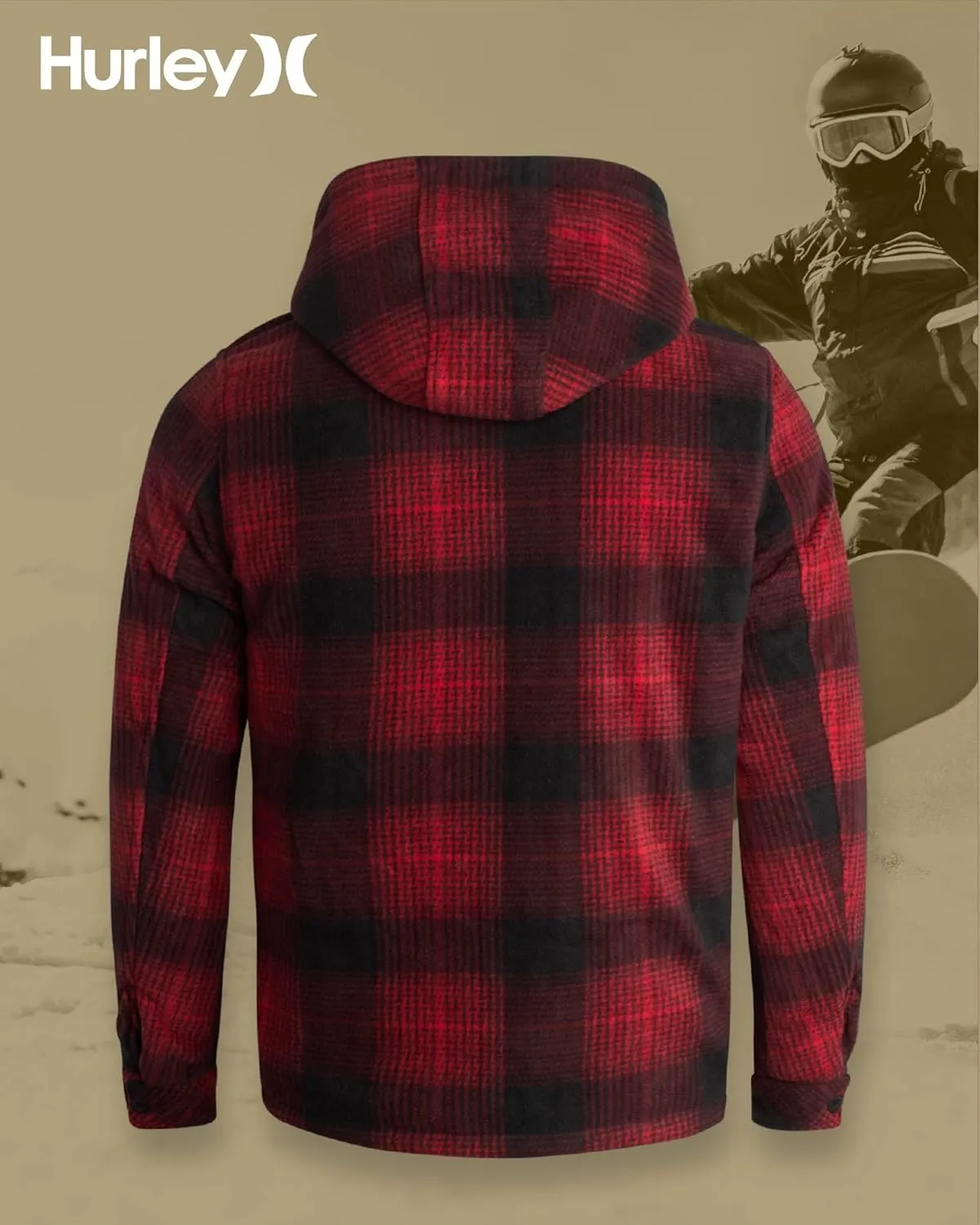 Hurley Men's Reversible Puffer Jacket - Quilted Nylon to Plaid Fleece Puffer Jacket - Insulated Winter Jackets for Men (S-XL)