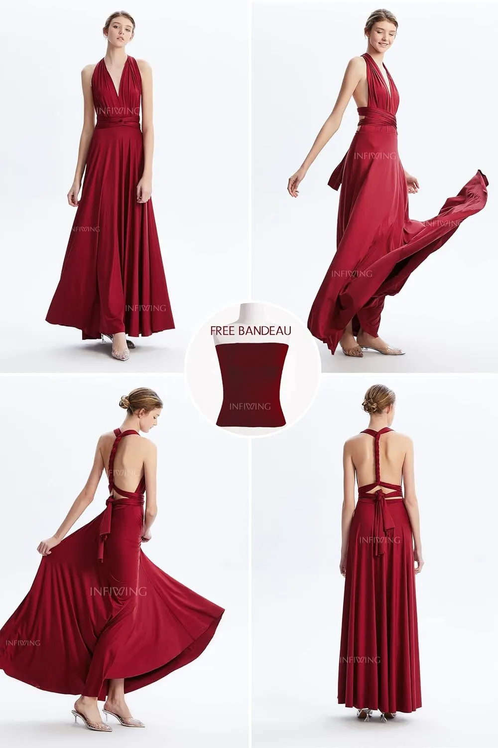 Infinity Dresses for Bridesmaids,Wedding Guest Dresses for Women,Plus Size Wrap Dress Long Maxi Convertible Multiway Dress