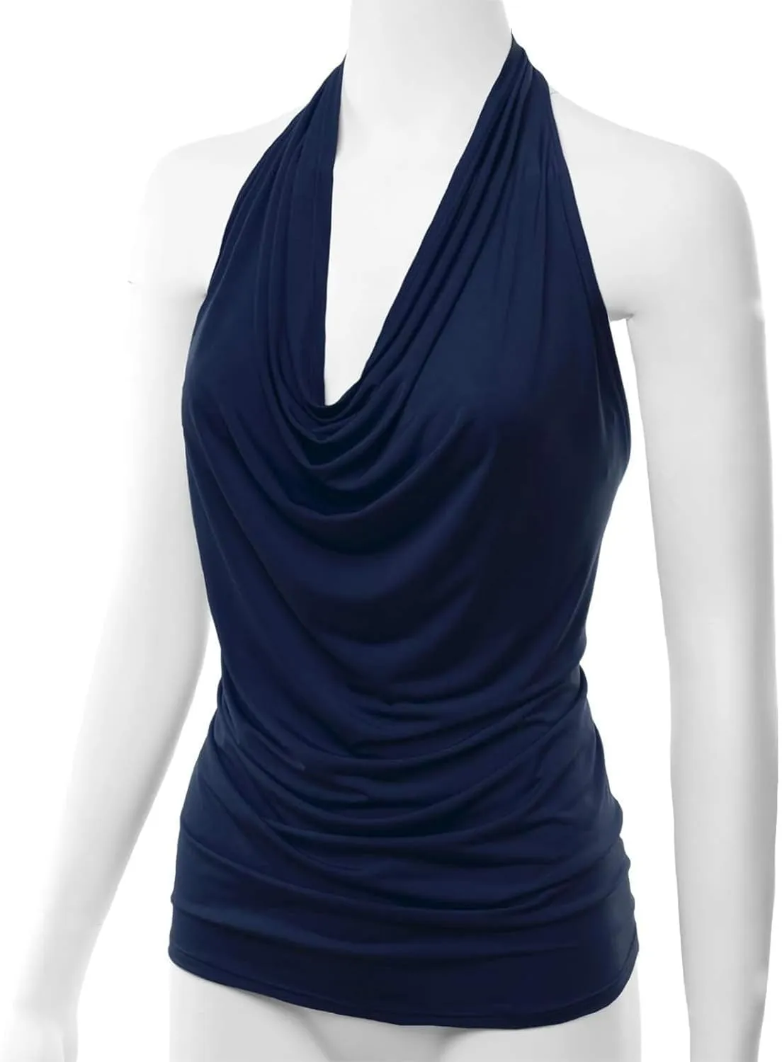 JEsilunmaMY Women Deep V Halter Tanks Cold Shoulder Backless Ruched Tank Tops Slim Fit Sleeveless T-Shirts Summer Vest Top