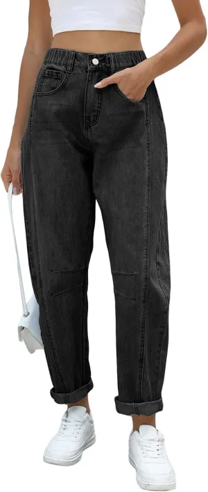 Kedera Women Barrel Jeans Casual Denim Pants 2025 Loose Wide Leg Baggy Pants Mid Waist Boyfriend Jeans Y2k Pants