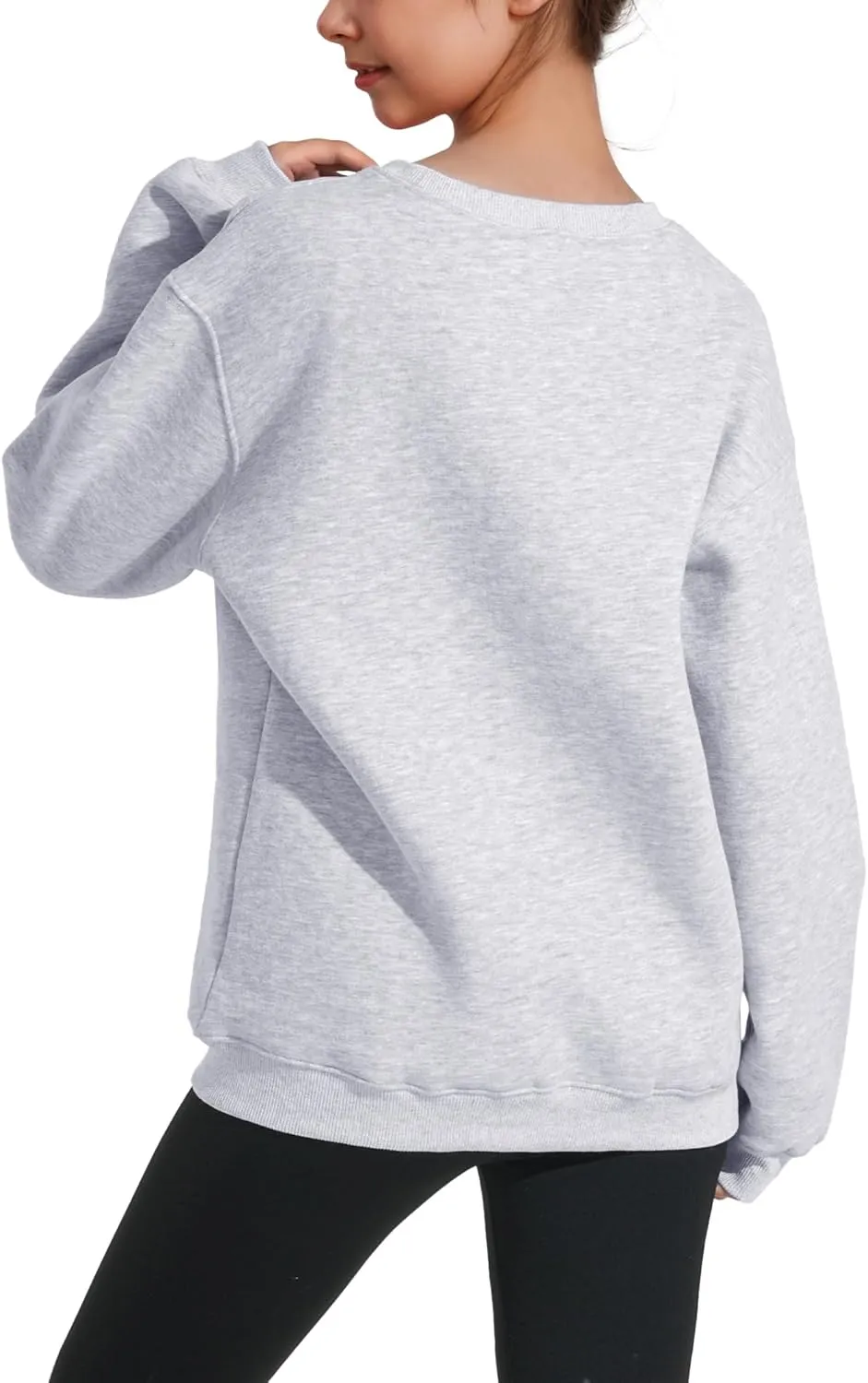 KEREDA Girls Crewneck Oversized Sweatshirt Long Sleeve Tops Loose Pullover Solid Fleece Clothes 7-14 Years