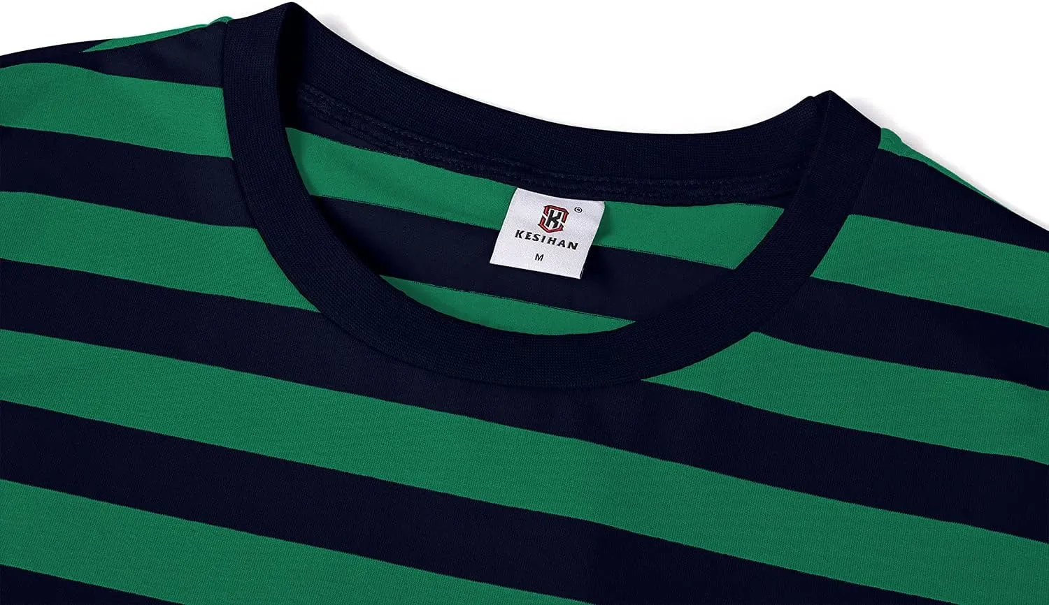 KESIHAN Men's Casual Striped Shirts Crewneck Long Sleeve Basic T-Shirt Basic Daily Work Stripe Tee Tops