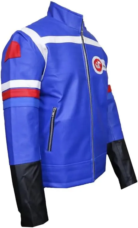 Kid Chemical Blue Romance Jacket - Faux Leather Cobra Costume Motorbike Cosplay Jacket For Men