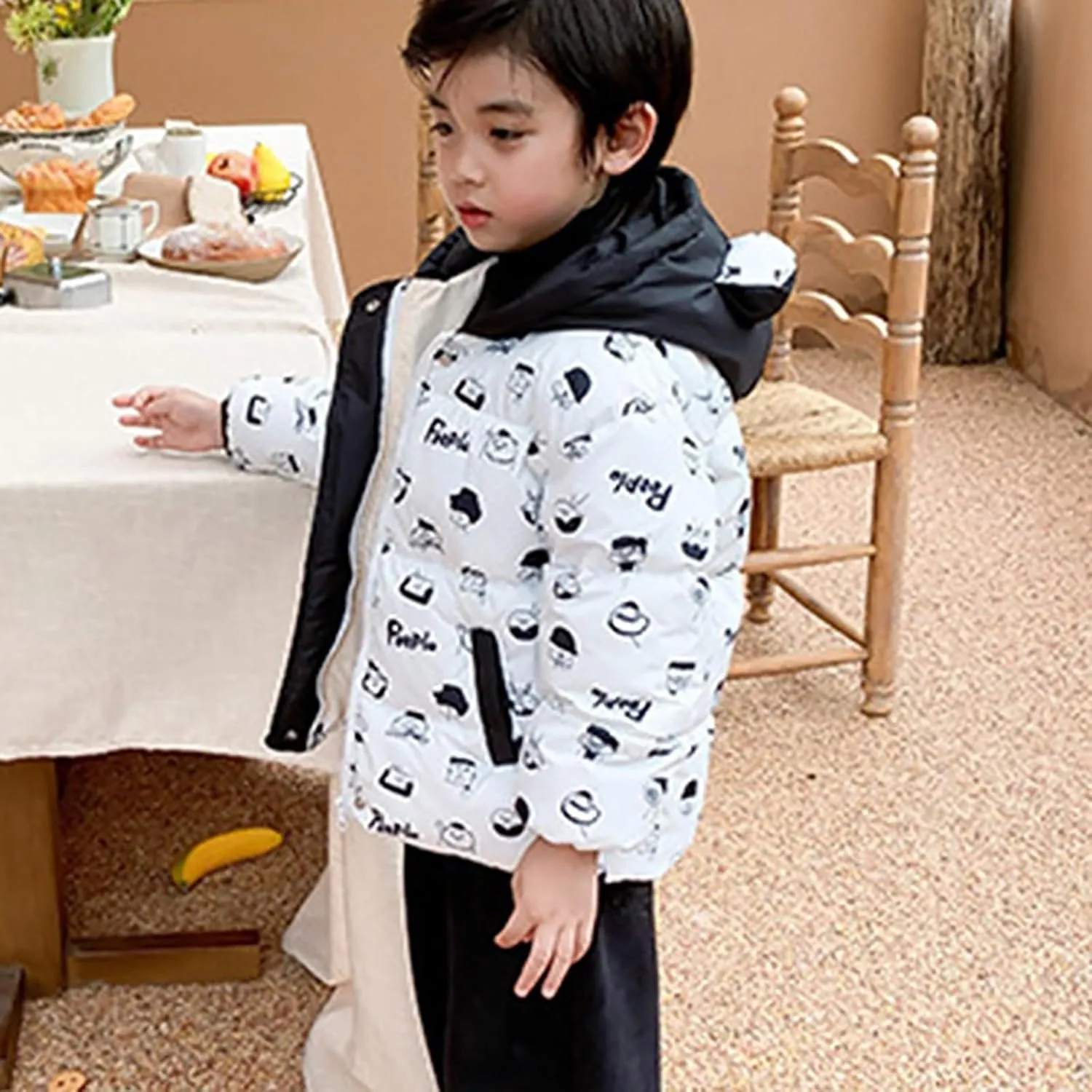 Kids Toddler Baby Girls Boys Winter Warm Thick Solid Cotton Long Sleeve Padded Jacket Coat Clothes Little
