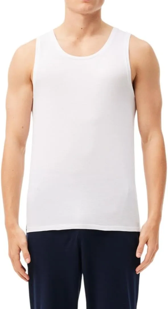Lacoste Men's 100% Cotton Regular Fit Crew Neck Tank Top, 3-Pack