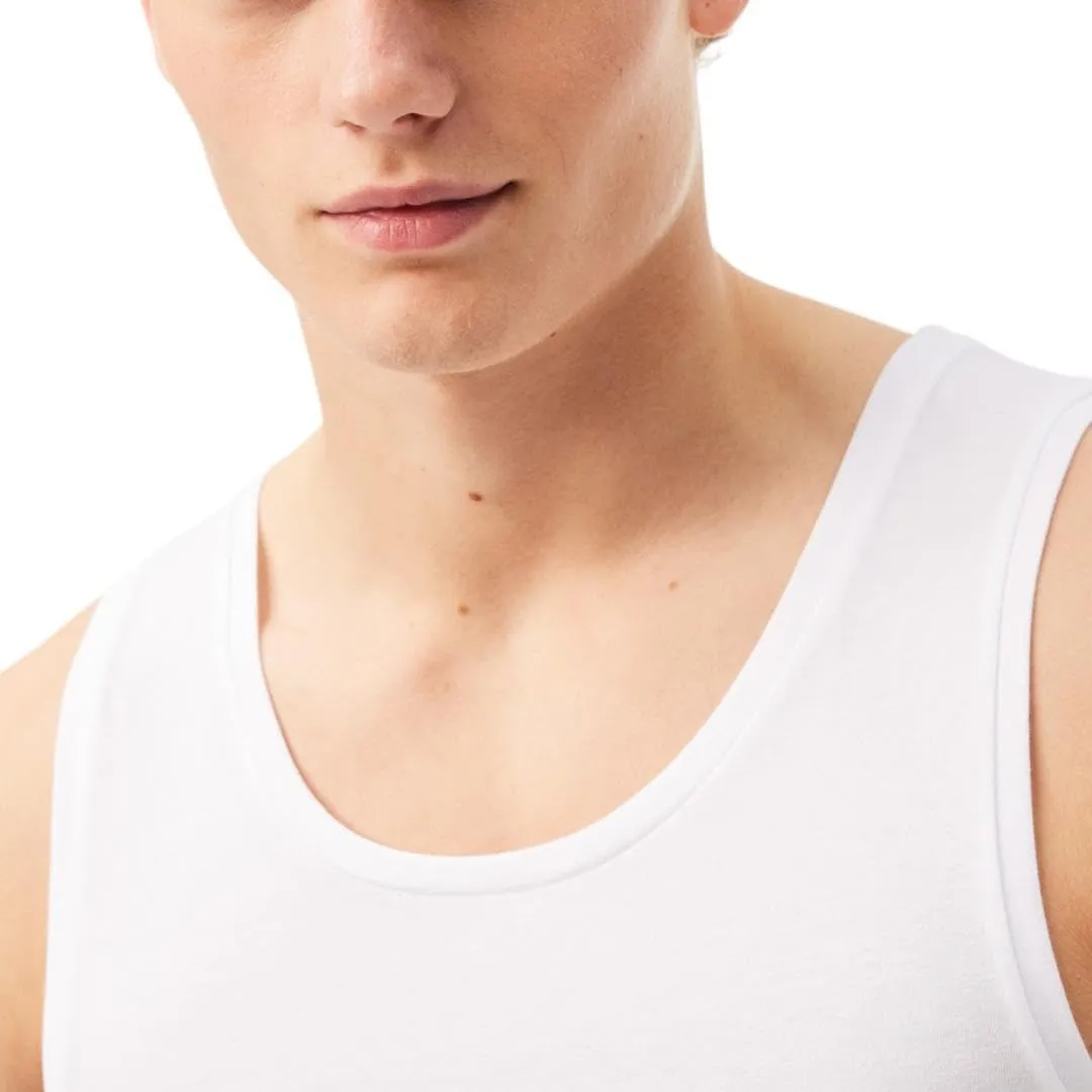 Lacoste Men's 100% Cotton Regular Fit Crew Neck Tank Top, 3-Pack