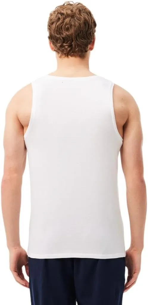 Lacoste Men's 100% Cotton Regular Fit Crew Neck Tank Top, 3-Pack