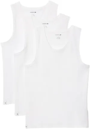 Lacoste Men's 100% Cotton Regular Fit Crew Neck Tank Top, 3-Pack
