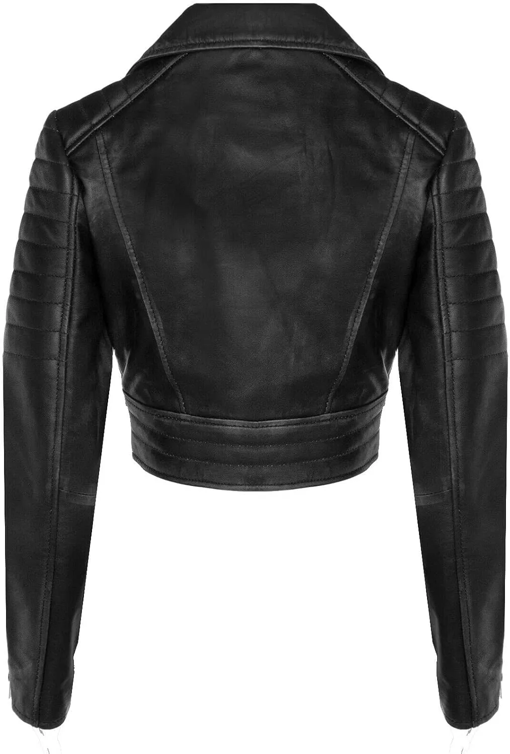 Ladies Cropped Jacket Short Body Gothic Top Chic Biker REAL LEATHER Jacket