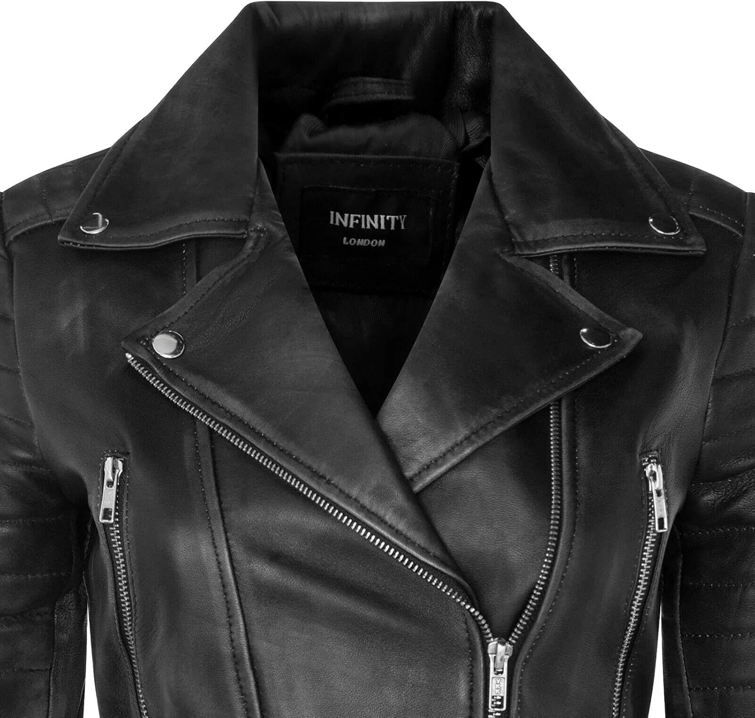 Ladies Cropped Jacket Short Body Gothic Top Chic Biker REAL LEATHER Jacket