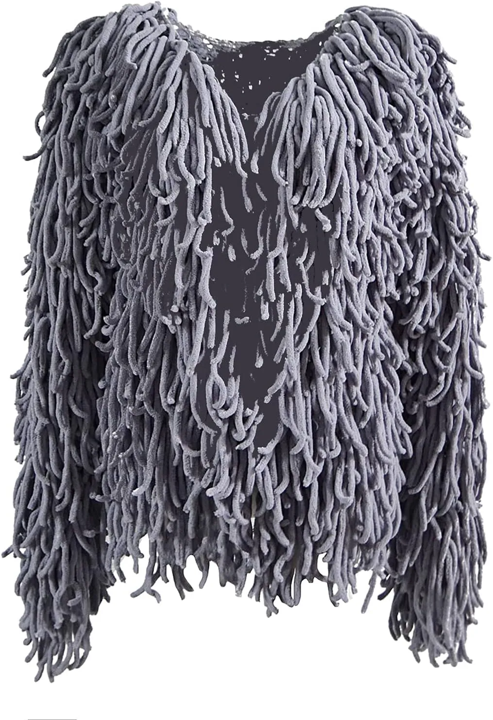 Ladies' Fashion Trendy Fringed Sweater Jacket Hollow Solid Color Cardigan Casual Top Down Coat