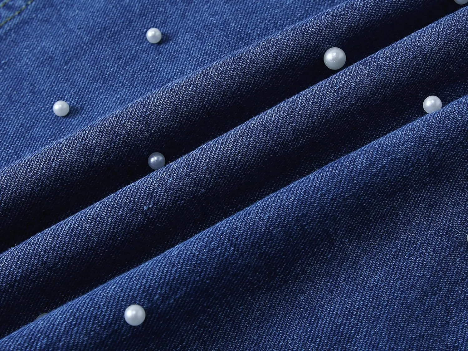 Ladyful Womens Oversized Denim Jacket Pearl Bride Jean Coat Outerwear