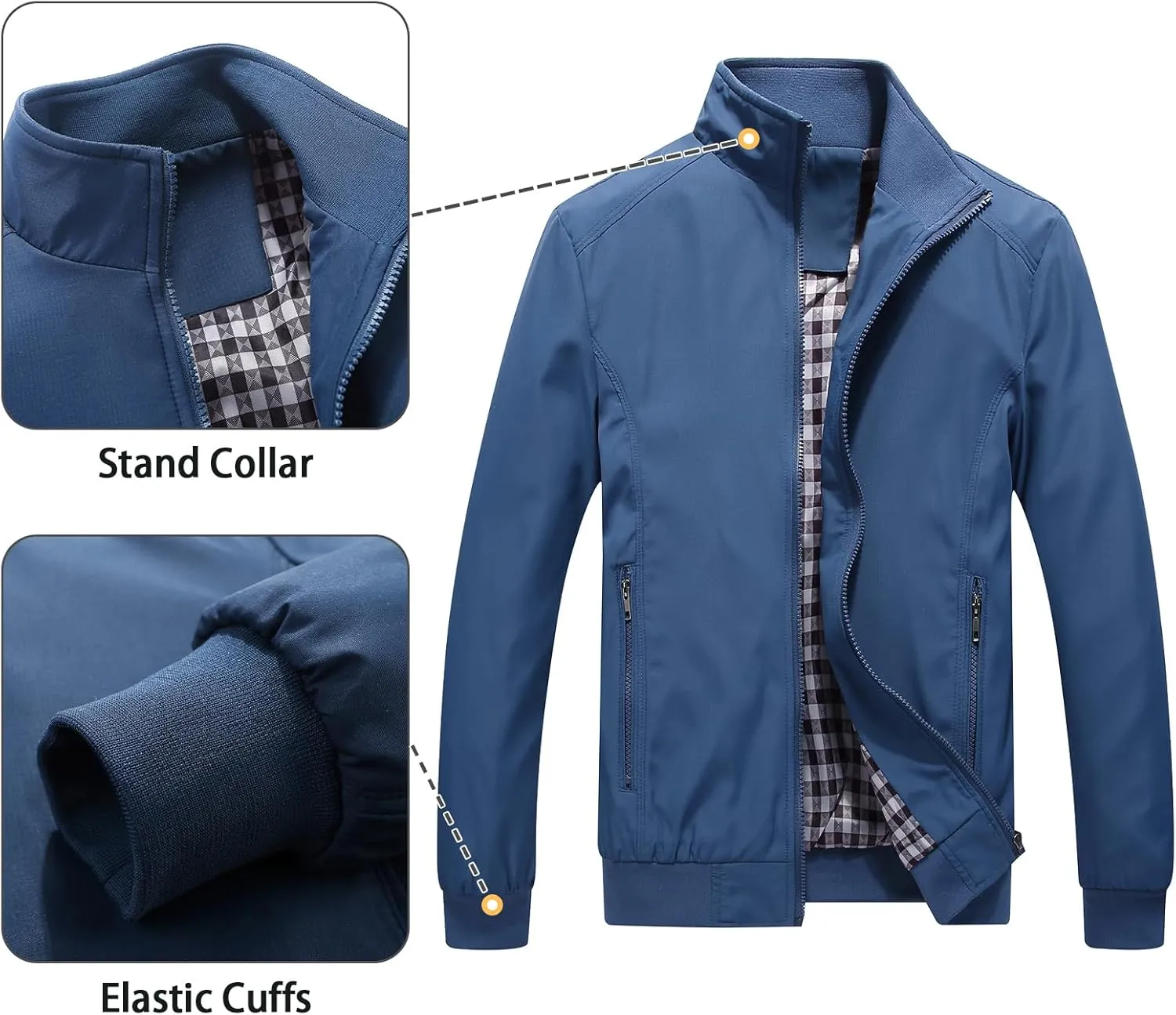 Lamgool Mens Lightweight Jackets Light Windbreaker Casual Flight Jackets Spring Fall Active Coat Outwear