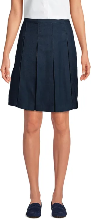 Lands' End School Uniform Women's Solid Box Pleat Skirt Top of Knee