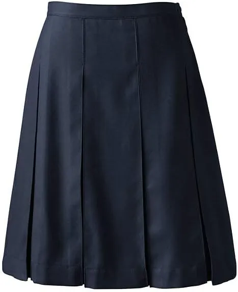 Lands' End School Uniform Women's Solid Box Pleat Skirt Top of Knee