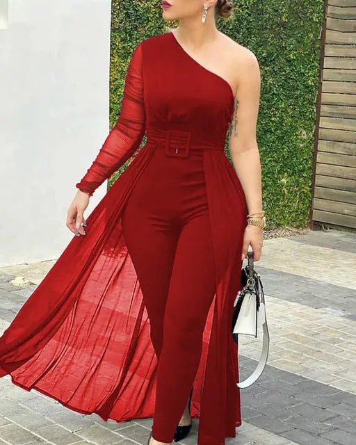 Leanne  Langarm-Jumpsuit mit Chic Mesh Patchwork