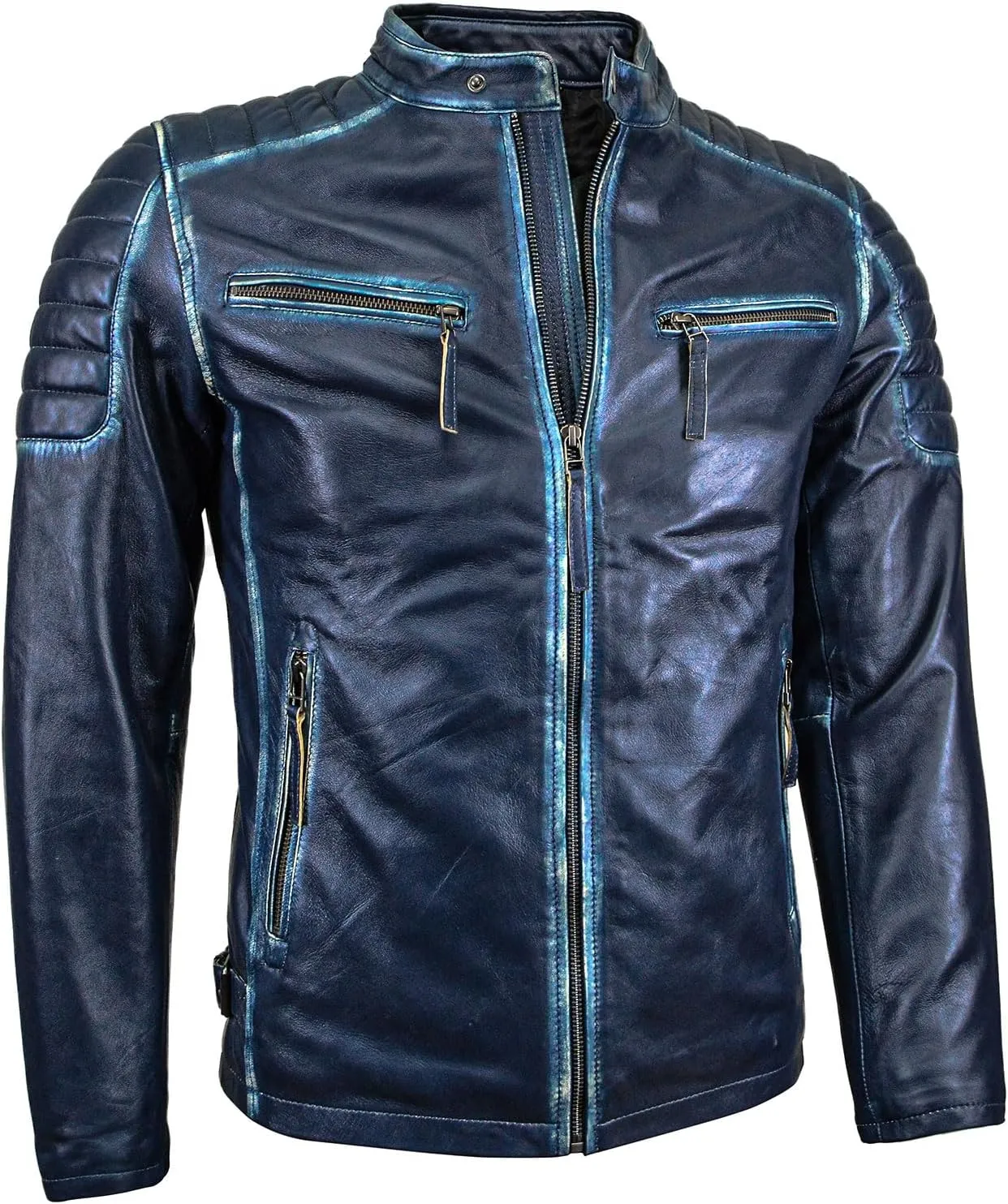 Leather Jacket Men - Stylish Cafe Racer for Men | Men's Leather Jacket Jacket for Comfort & Durability