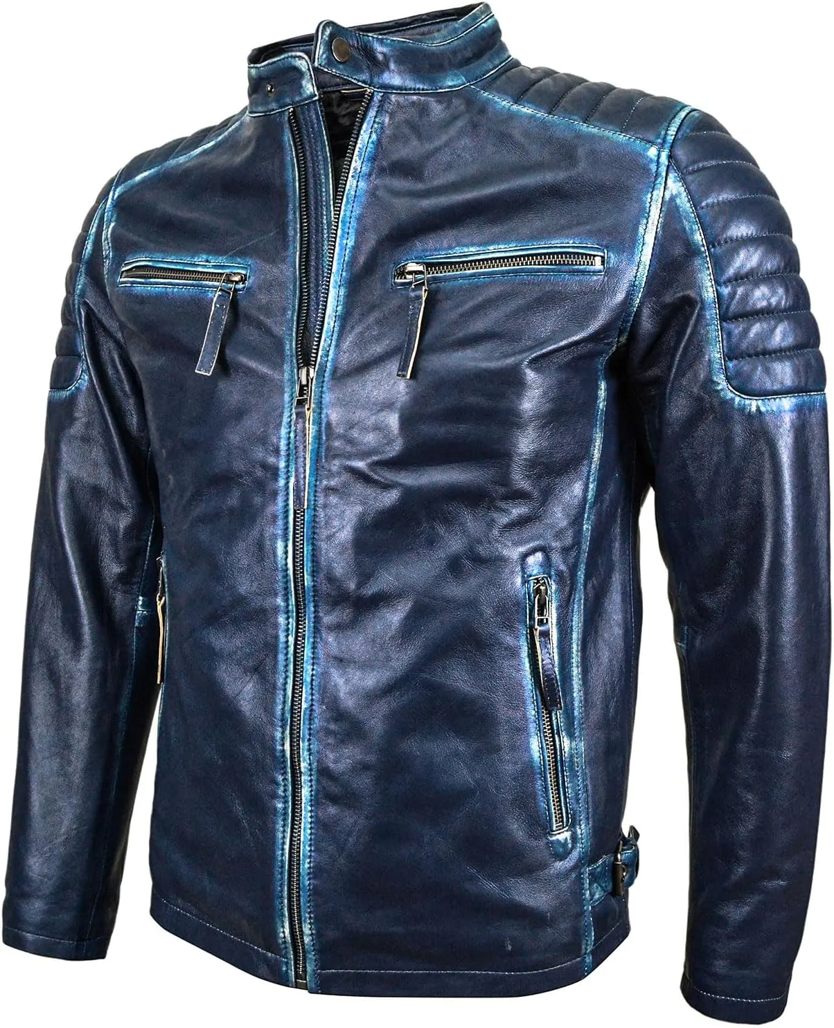Leather Jacket Men - Stylish Cafe Racer for Men | Men's Leather Jacket Jacket for Comfort & Durability