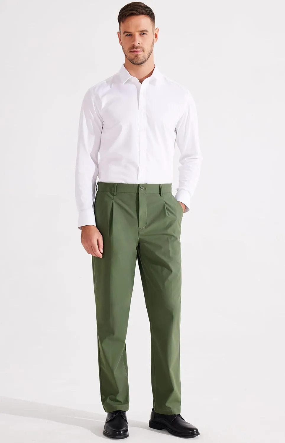 Libin Men's Dress Pants Classic Fit Pleated Front Work Golf Pants 29" 31" 33" Stretch Business Casual Pants Lightweight