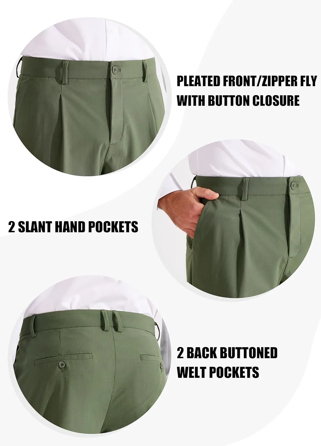 Libin Men's Dress Pants Classic Fit Pleated Front Work Golf Pants 29" 31" 33" Stretch Business Casual Pants Lightweight