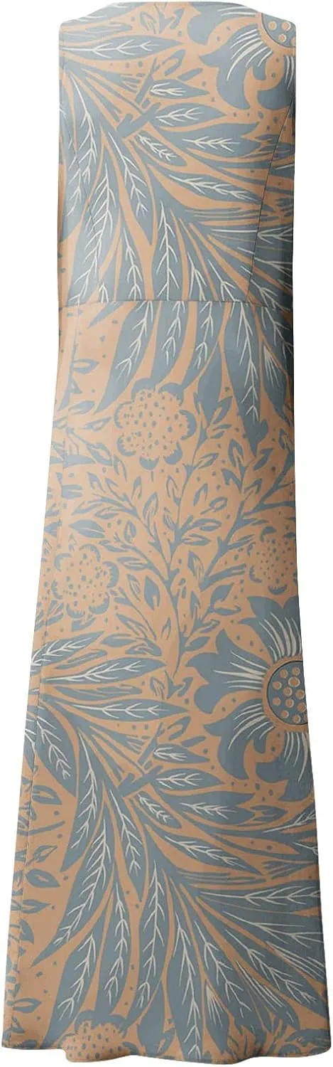 Linen Dresses for Women 2025 Summer Long Dress Sleeveless Elegant Flowy Plus Size Loose Sundress with Pockets