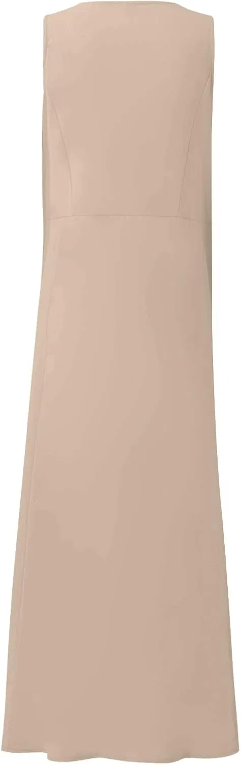 Linen Dresses for Women 2025 Summer Long Dress Sleeveless Elegant Flowy Plus Size Loose Tank Dress with Pockets