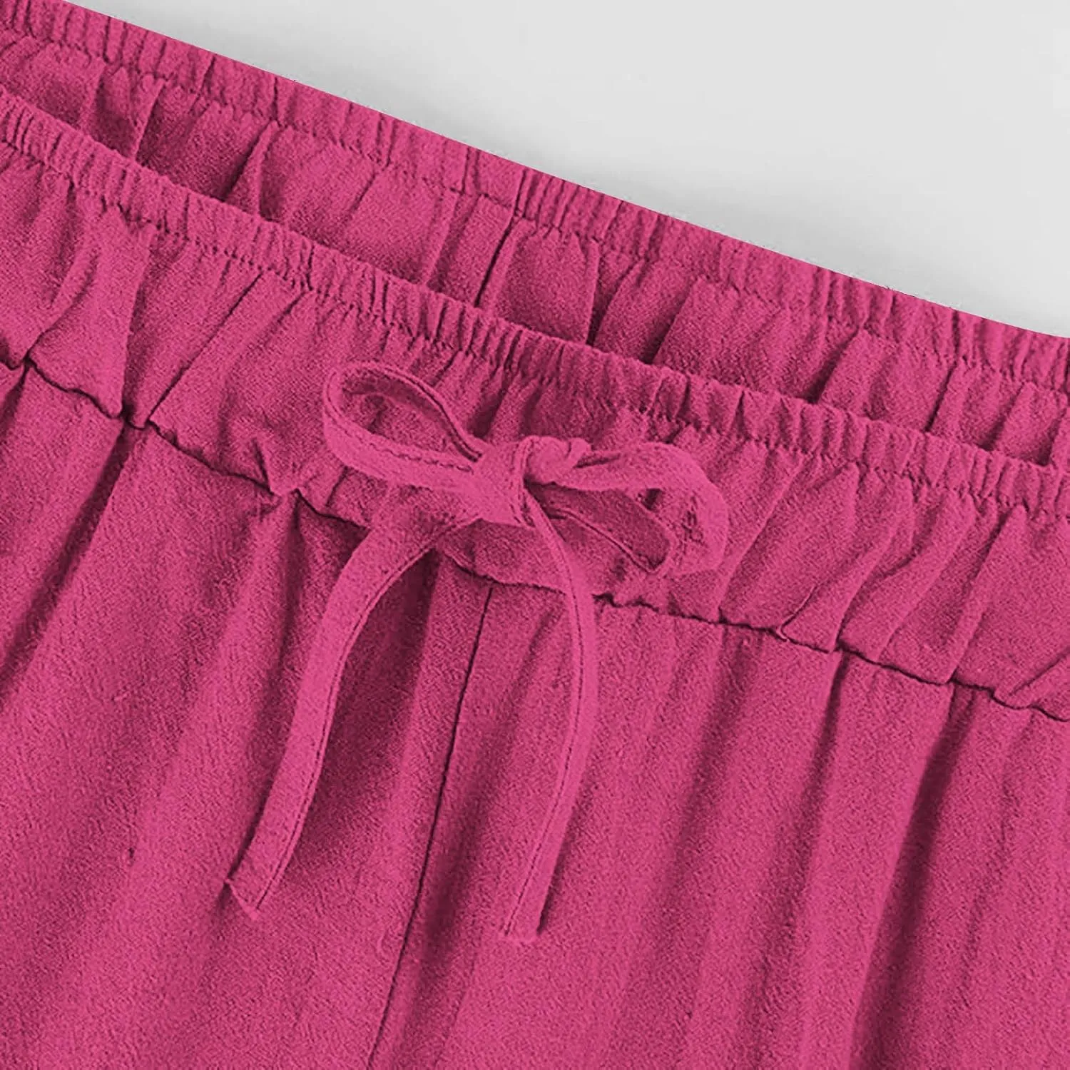 Linen Pants for Women Summer Wide Leg Casual Beach Trousers High Waisted Drawstring Palazzo Lounge Pants with Pockets