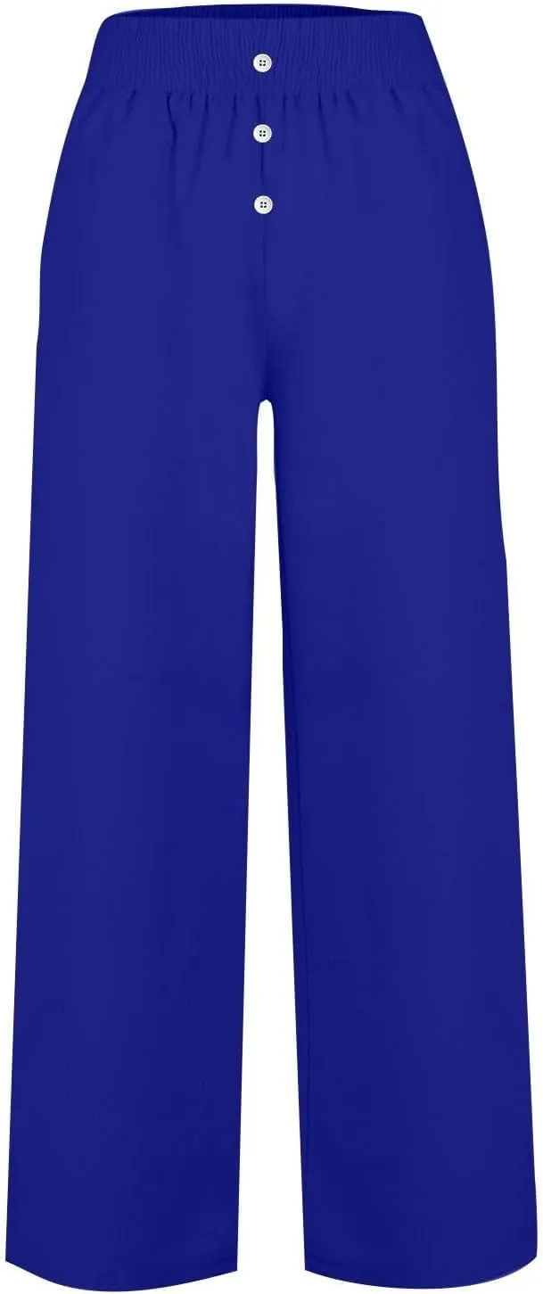 Linen Pants Women High Waisted Wide Leg Lounge Palazzo Capri Pants Summer Business Casual Work Pants Trousers 2025