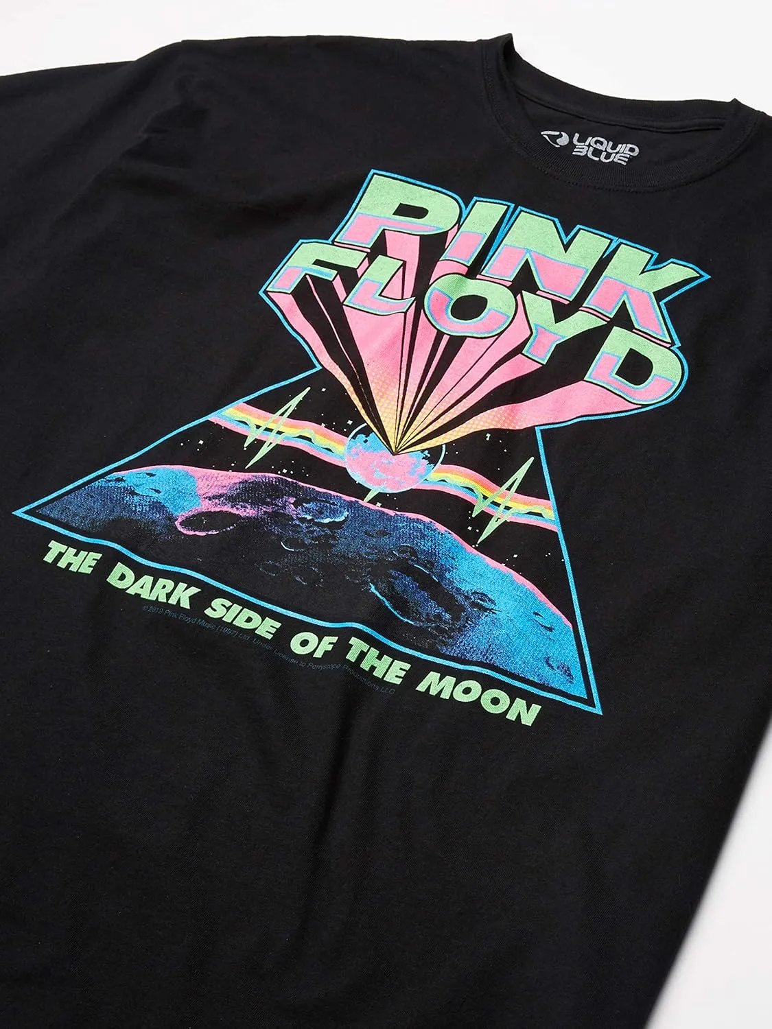 Liquid Blue Unisex-Adult Standard Pink Floyd Dark Side of The Moon Blacklight Print T-Shirt