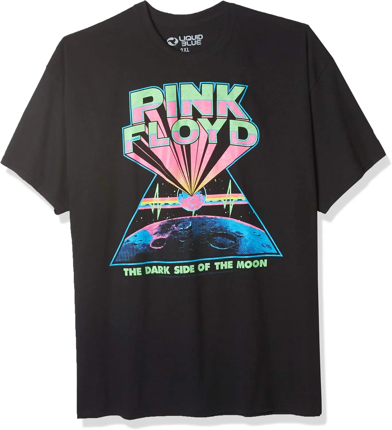 Liquid Blue Unisex-Adult Standard Pink Floyd Dark Side of The Moon Blacklight Print T-Shirt