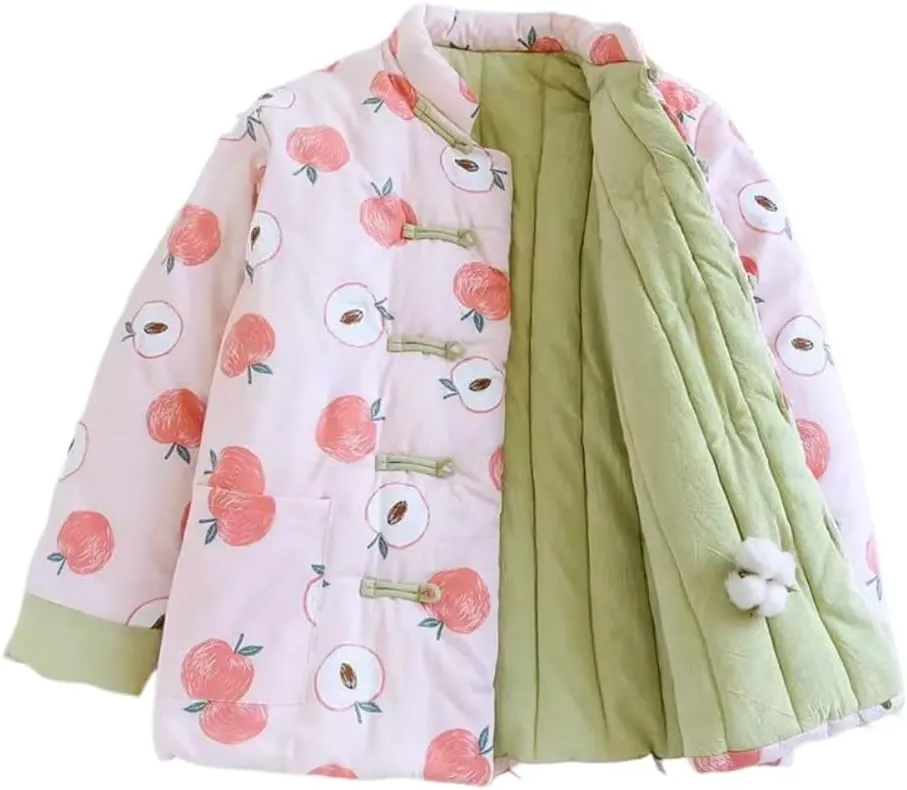 LIXINGHEITANG Winter cottonpadded jacket for women, thickened cotton coat, silk padded Chinese style national warm buckle