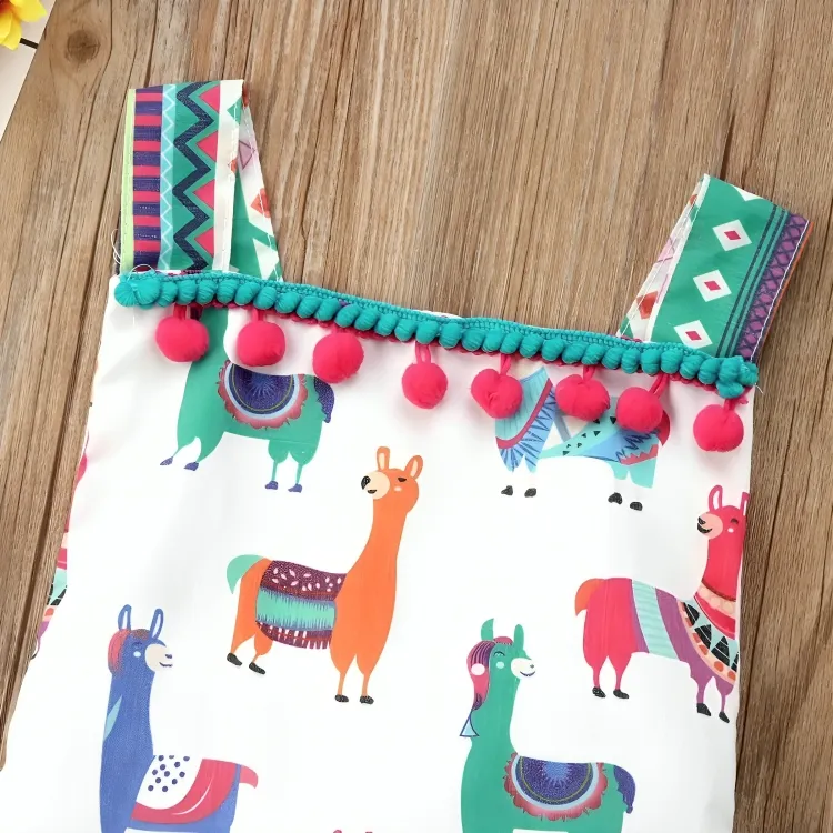 Llama Tassel Sleeveless Baby Romper