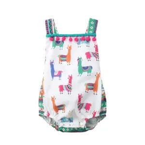 Llama Tassel Sleeveless Baby Romper