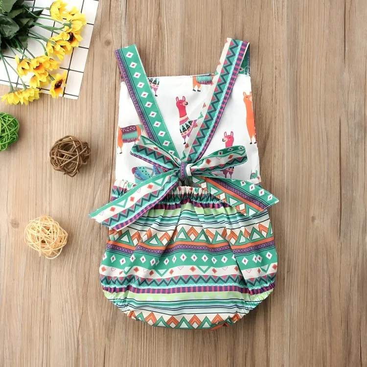 Llama Tassel Sleeveless Baby Romper