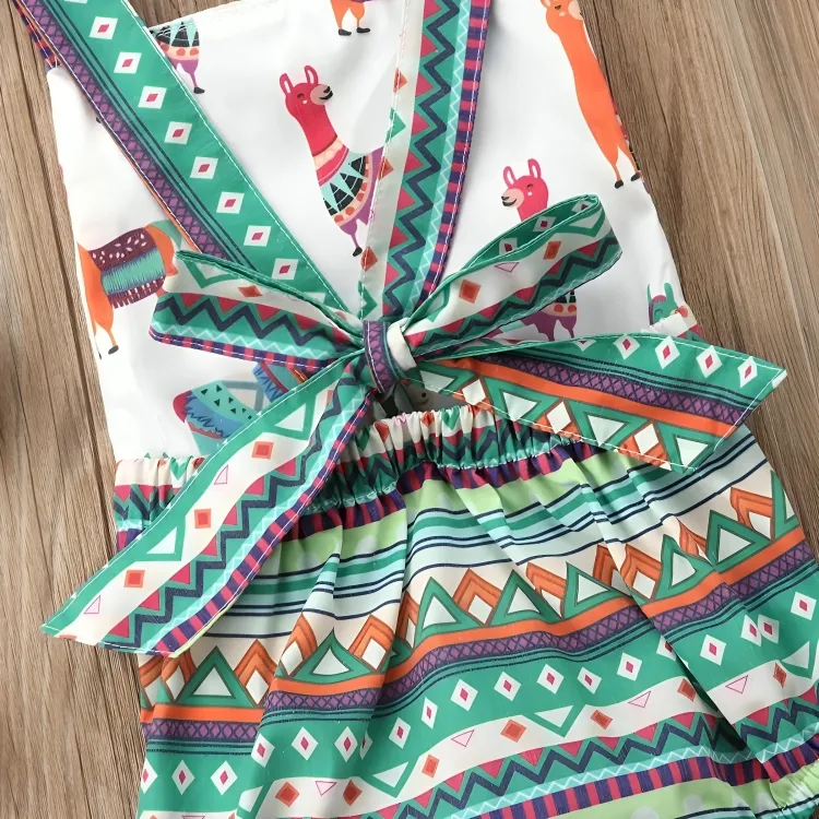 Llama Tassel Sleeveless Baby Romper