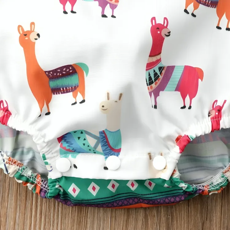 Llama Tassel Sleeveless Baby Romper