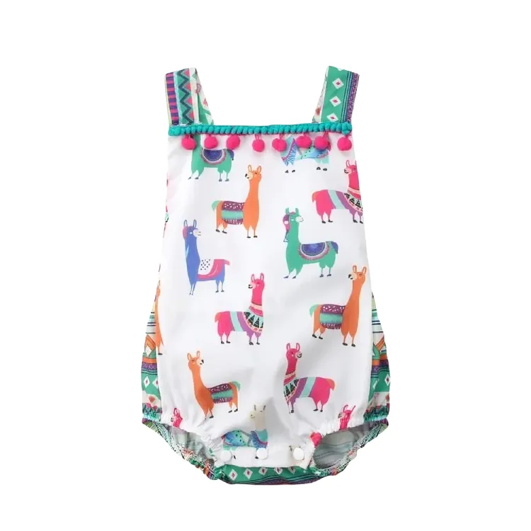 Llama Tassel Sleeveless Baby Romper