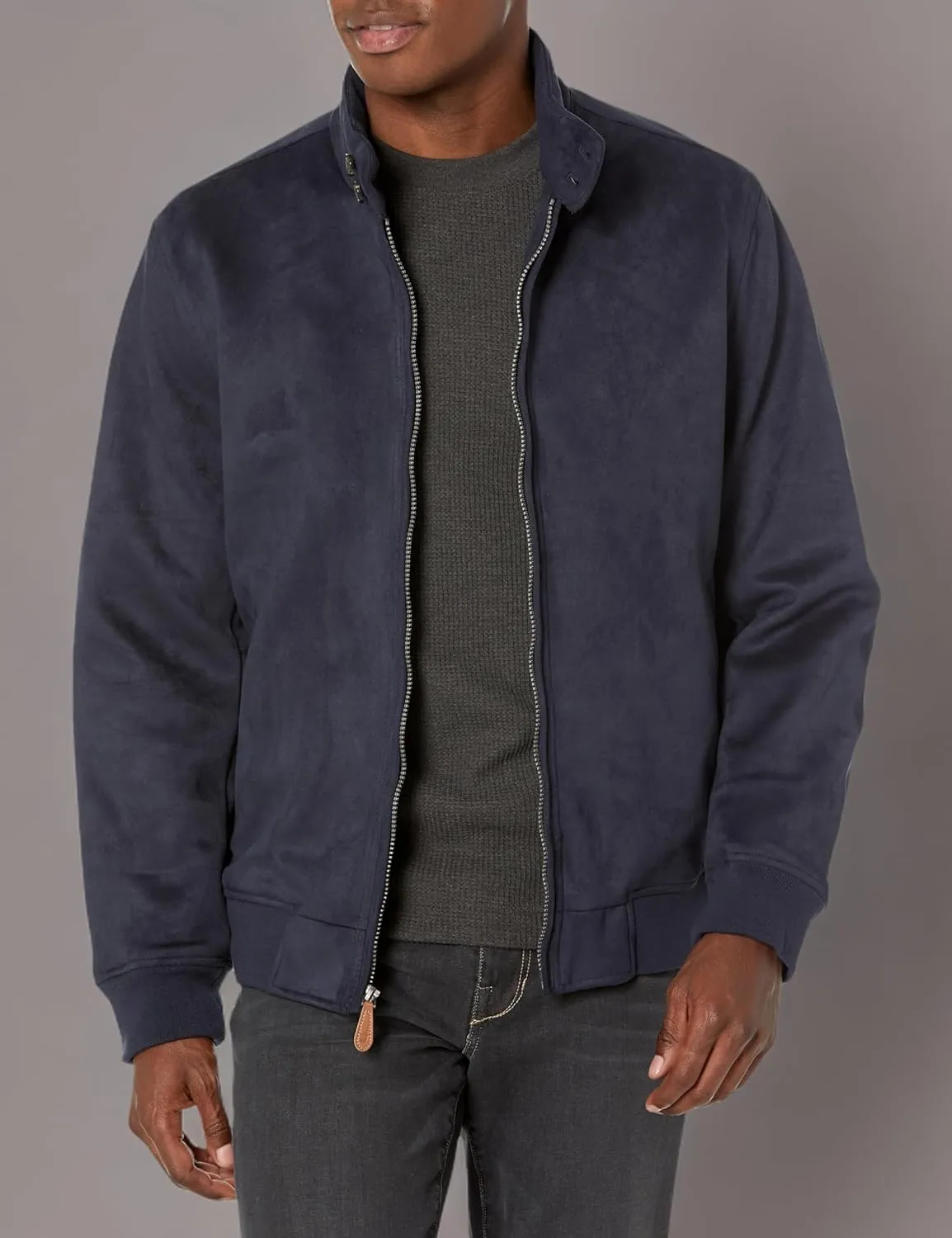 LONDON FOG Men's Faux Suede Bomber