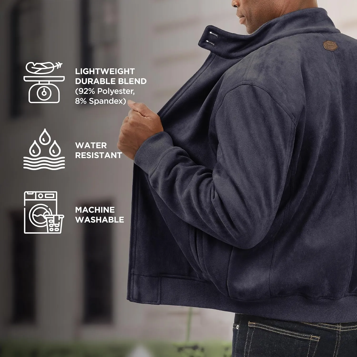 LONDON FOG Men's Faux Suede Bomber