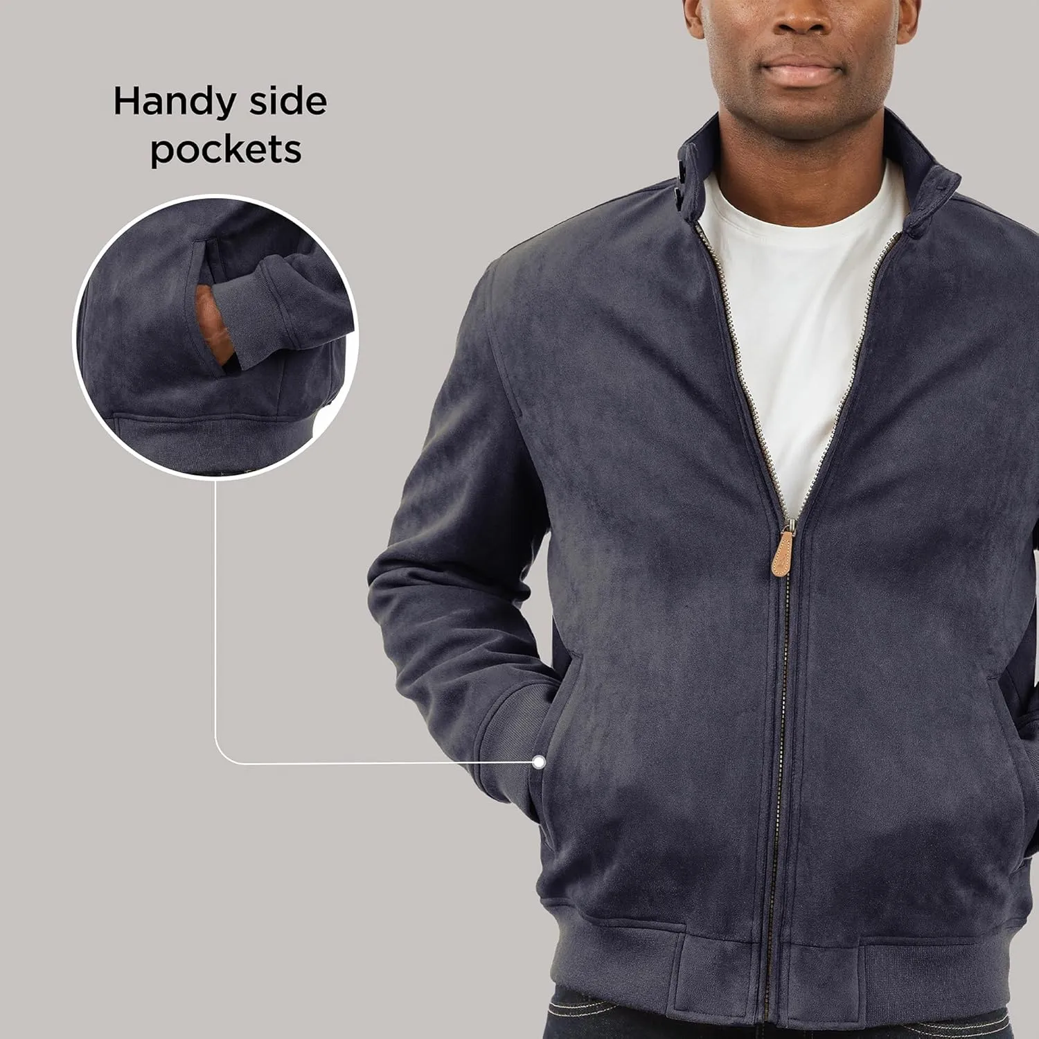 LONDON FOG Men's Faux Suede Bomber