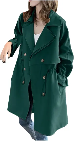 Long Trench Coats for Women 2024 Fall Winter Jackets Long Sleeve Tops Elegant Windbreaker Jacket with Pockets