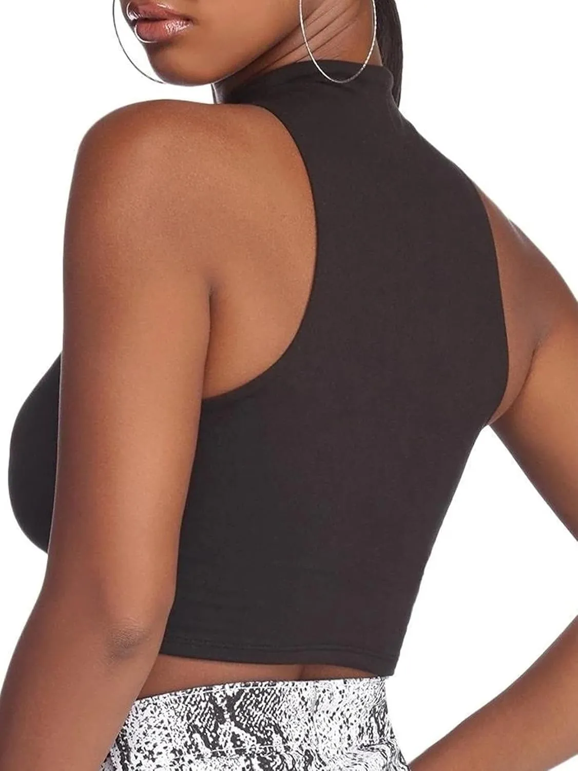 LovelyWholesale Womens Sexy Crop Tops Turtle Neck Summer Tank Top Sleeveless Shirt