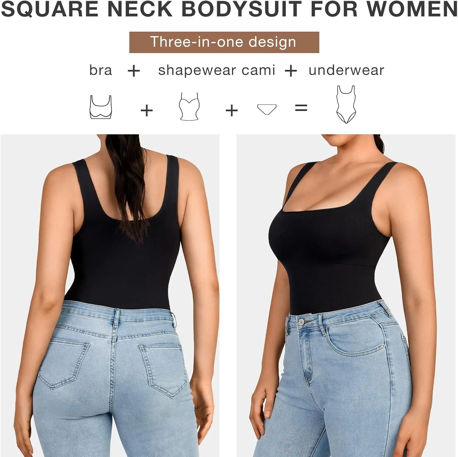 Lover-Beauty Women's Bodysuit Built in Bra Thong Sculpting Seamless Shapewear Tank Top